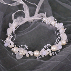 Pearl Floral Headband Golden Leaf Tiara Headgear