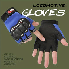 Unisex Fingerless Gloves with Knuckle Protection for Motorcycle Bike