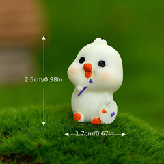Mini Resin Reading Painting Duck Statues Landscapes DIY Fairy Garden