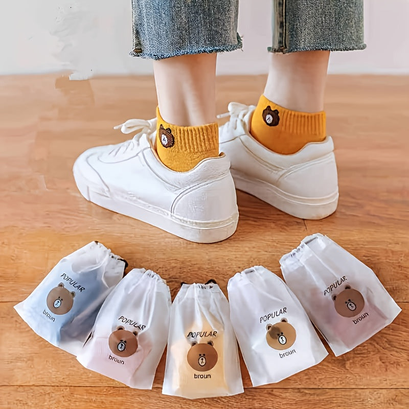 10 Pairs Teddy Bear Ankle Socks Low Cut Women's Stockings Hosiery