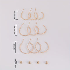 36pairs Gothic Gypsophila Pattern Stud Earrings Set