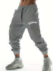 California Men's Cargo Pants Drawstring Jogger Pockets Casual Comfy