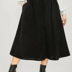 Corduroy Button Detail Maxi Skirt