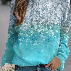 Women's Allover Print Crew Neck Sweatshirt for Spring & Fall