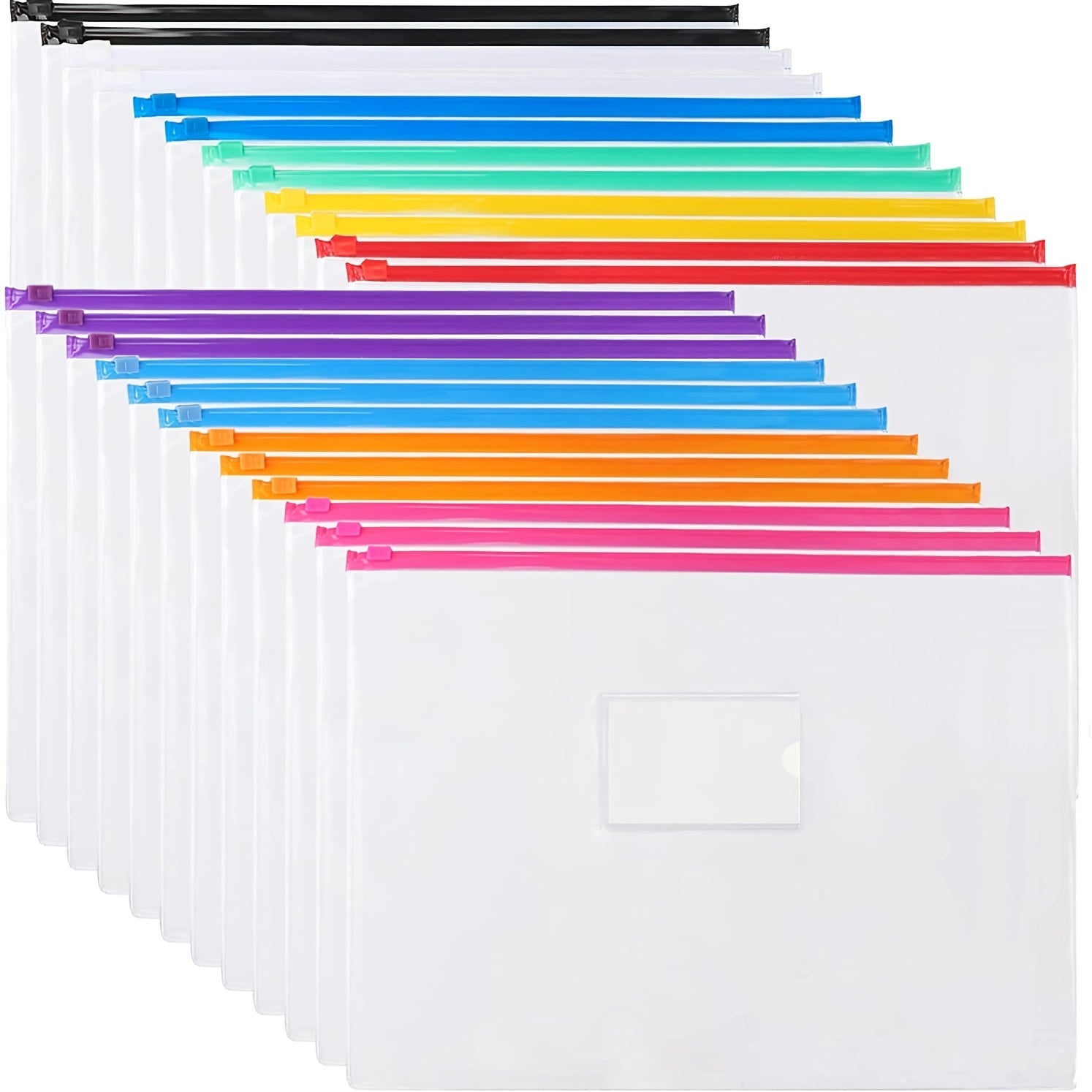 24pcs Plastic A4 Envelope Edge Folders 11 Colors for School & Office Supplies