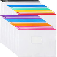 24pcs Plastic A4 Envelope Edge Folders 11 Colors for School & Office Supplies