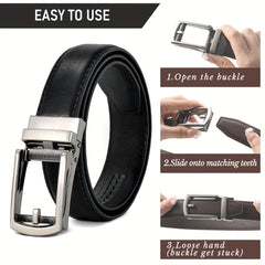 Kids Brown PU Leather Belt with Automatic Elastic Waistband