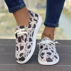 Women's Cow Spot Skate Shoes Lightweight Lace-up