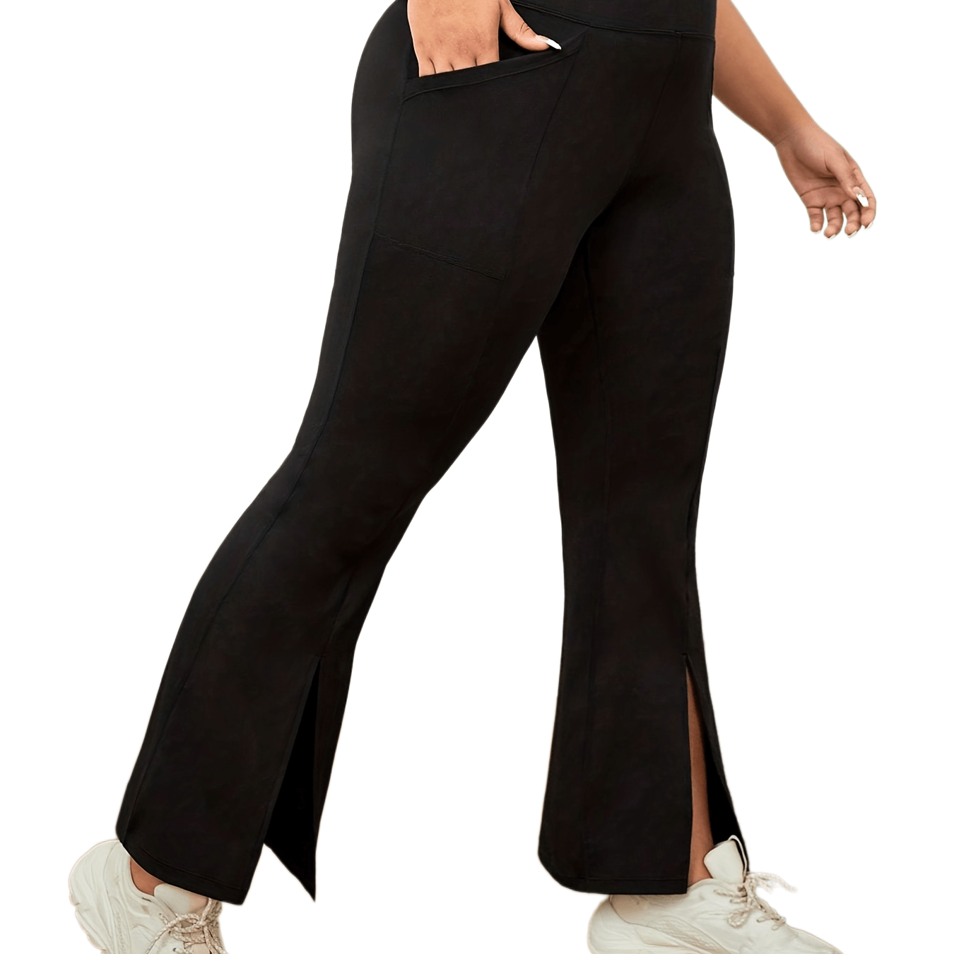 High Rise Flared Leg Yoga Pants With Pockets