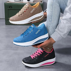 Women's Letter Pattern Non slip Chunky Sneakers Lace up Walking Shoes