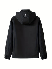 Windbreaker Jacket w/ Detachable Hood Men's Casual Zipper Coat