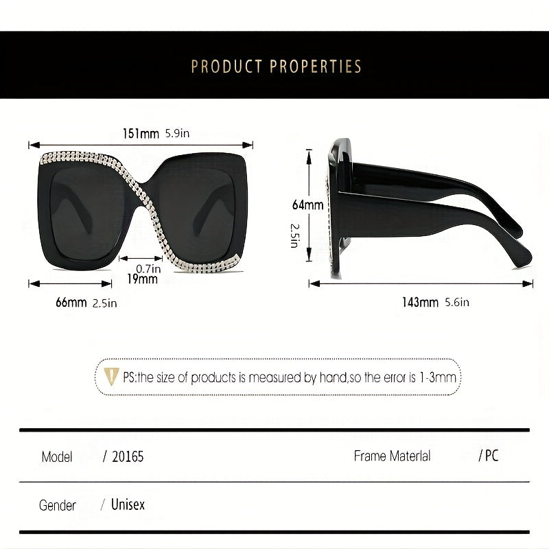 Y2K Rhinestone Square Sunglasses UV400
