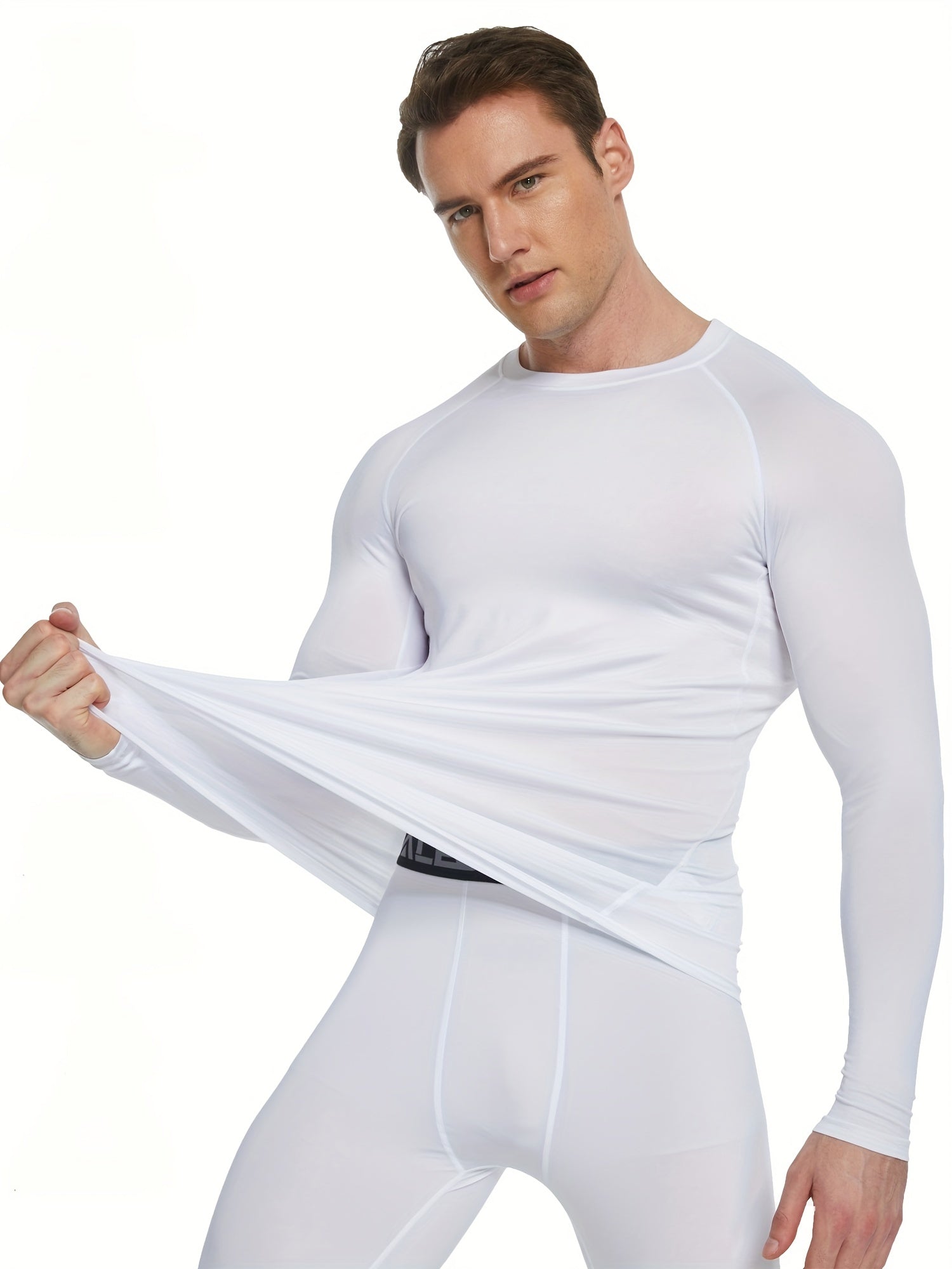 HOPLYNN Men's Compression Crew Neck Long Sleeve Athletic T-Shirt