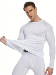 HOPLYNN Men's Compression Crew Neck Long Sleeve Athletic T-Shirt