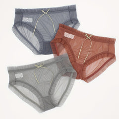 3 Pack Plus Size Panties Set Women's Plus Contrast Lace Underwear