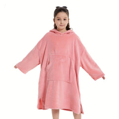 Kids Bathrobe Changing Robe with Pocket, Soft Hooded Poncho