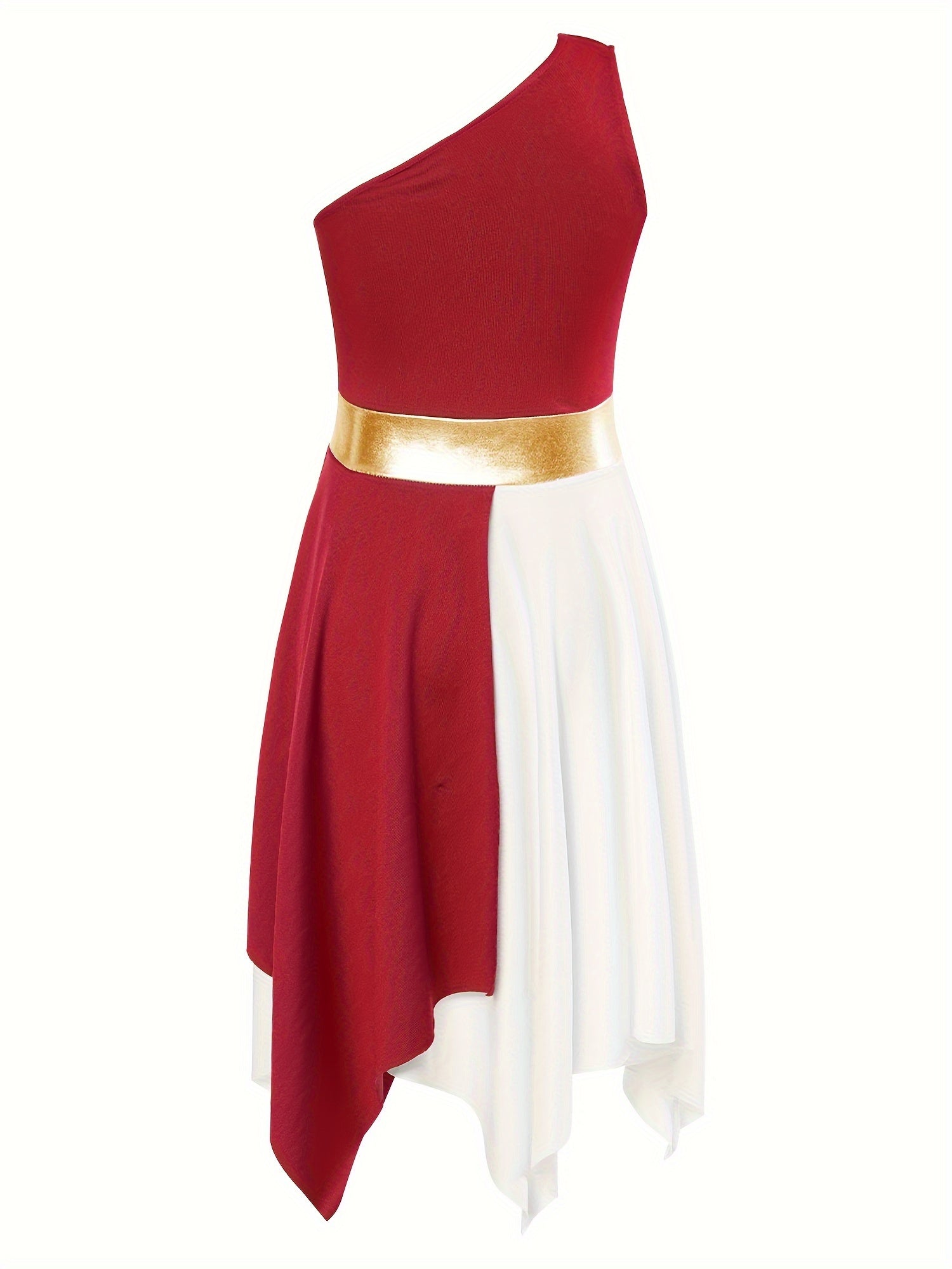 Girls Shoulder Asymmetrical Praise Dance Dress Worship Lyrical Dance