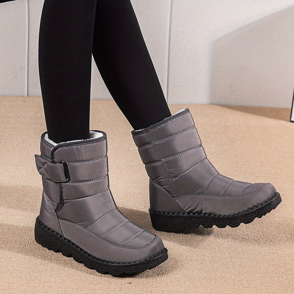 Women's Plush Lined Snow Boots Waterproof Thermal Mid Calf Boots