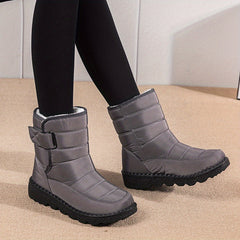 Women's Plush Lined Snow Boots Waterproof Thermal Mid Calf Boots