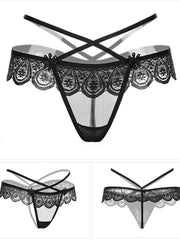 4pcs Sexy Lace Mesh Thongs Low Waist Sheer Lingerie
