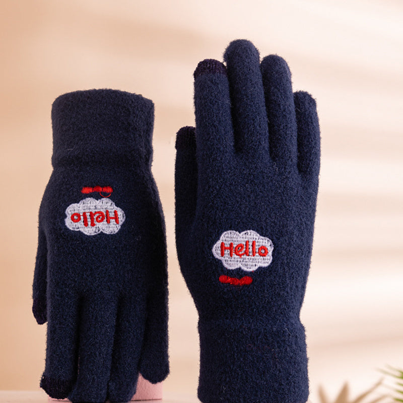 Women's Solid Warm Winter Knitted Gloves