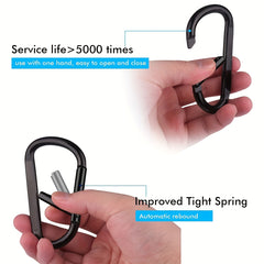 10pcs Aluminum D Ring Carabiner Clip Keyring Hook