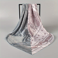 Vintage Paisley Print Satin Scarf Block Square Neckerchief Women Shawl