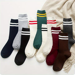 Men's Striped Quarter Socks for Spring and Autumn