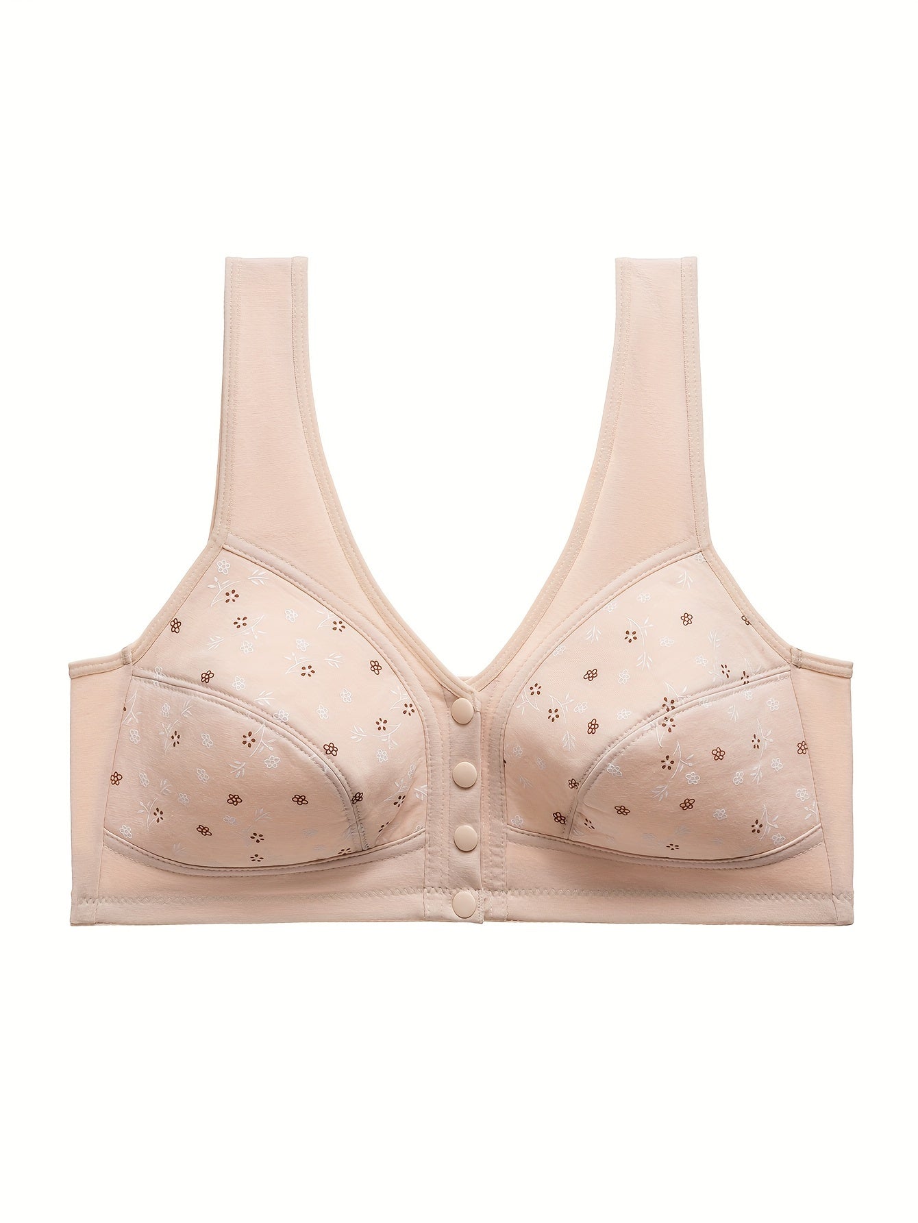 3pcs Floral Wireless Front Buckle Bras Women's Lingerie