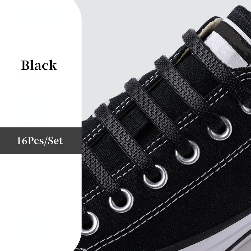 16pcs Silicone No Tie Elastic Shoe Laces T-Shaped Lazy Shoe Laces Set