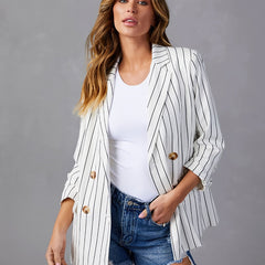 Stripe Print Long Sleeve Blazer