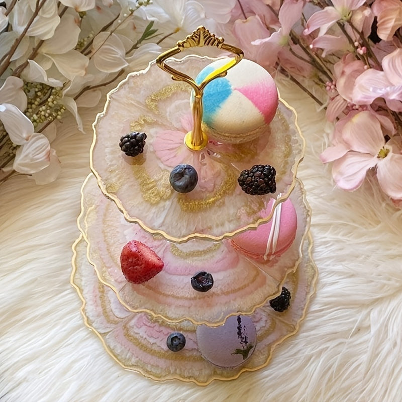 3 Tier Resin Mold Cake Stand Epoxy Geode Silicone Casting Mold