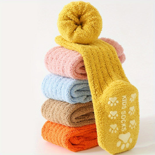 5 Pairs Baby Girls Winter Anti Skid Socks Warm Cozy Feet