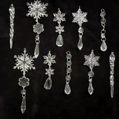 10pcs Acrylic Snowflakes Icicle Hanging Decoration Christmas Tree Supplies