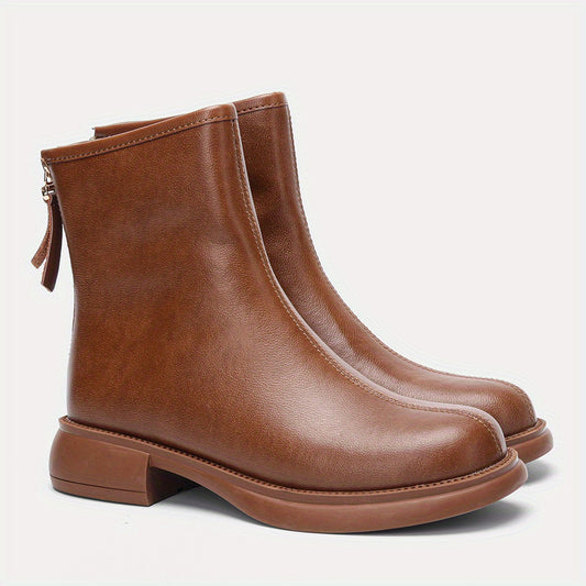 Women's Solid Chelsea Boots Stylish Faux Leather Boots