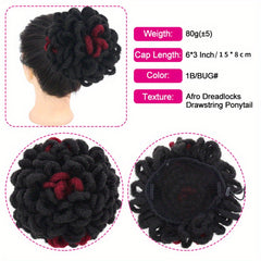Afro High Puff Drawstring Ponytail Extensions Synthetic Faux Locs Hair Bun