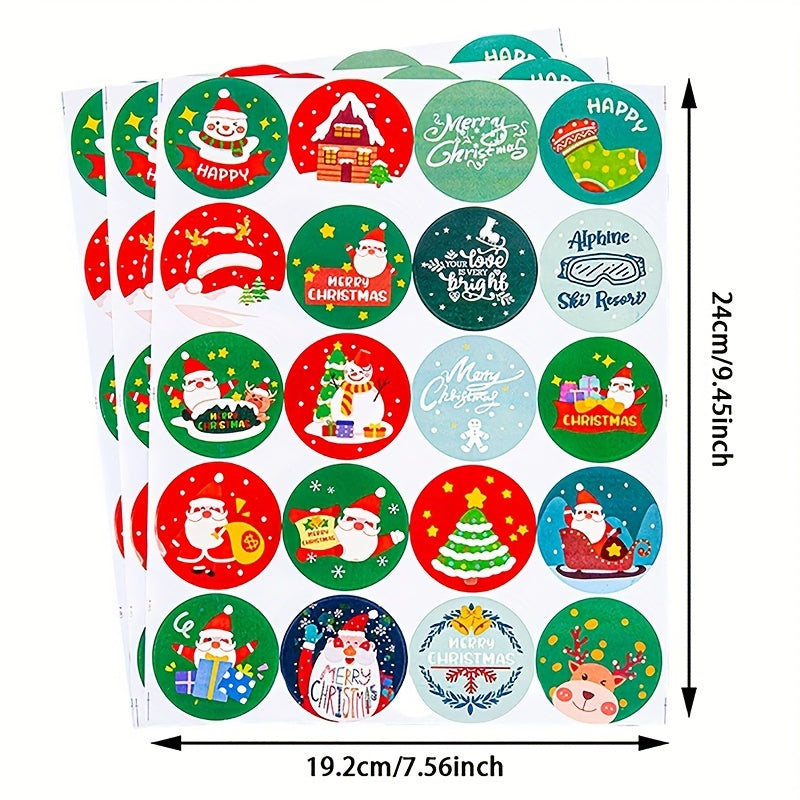 Christmas Sticker Striped Large Sheet Holiday Gift Cartoon Label 3sheets pack