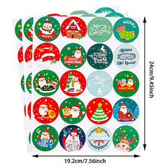 Christmas Sticker Striped Large Sheet Holiday Gift Cartoon Label 3sheets pack