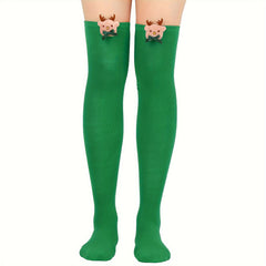 Christmas Striped Over The Knee Socks Women's Stockings
