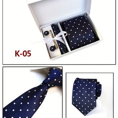 Men's Tie Dot Flower Striped Necktie Set
