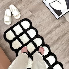 Plaid Area Rug Hand Washable Polyester Mat for Home Hotel Decor