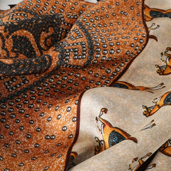 Vintage Horse Print Bandana Yellow Boho Silky Square Scarf Classic Necke...