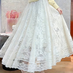 Lace Pleated Skirt Casual Summer & Spring Women's Clothing