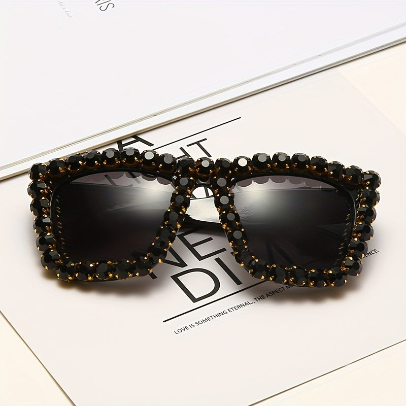 Oversize Rhinestone Frame Sunglasses UV Protection