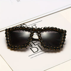 Oversize Rhinestone Frame Sunglasses UV Protection
