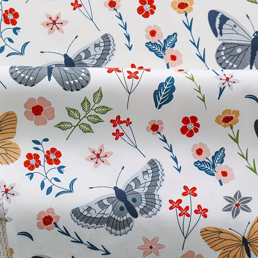 4pcs Floral Butterfly Twill Cotton Fabric DIY Sewing Table Doll Packaging