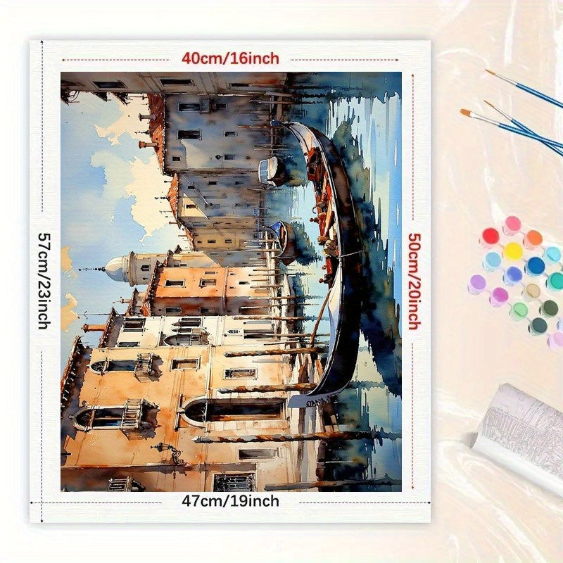 City Cruise Art Paint by Numbers Kit - DIY Venetian Canal Painting on Canvas