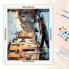 City Cruise Art Paint by Numbers Kit - DIY Venetian Canal Painting on Canvas
