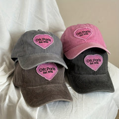 Adjustable Cotton Mens Peaked Cap with Love Embroidered