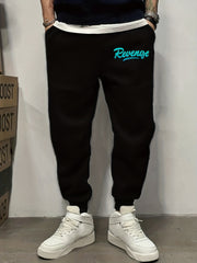 Letter Pattern Printed Men's Trousers with Pockets Drawstring Sweatpants